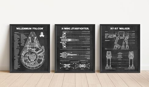 Star Wars Wall Art Decor Pictures Prints - Set of 6 (8x10) Unframed - Starwars Poster Painting House Bathroom Bedroom Office Decor Blueprints Artwork Gift Star Wars Lovers in Saudi Arabia