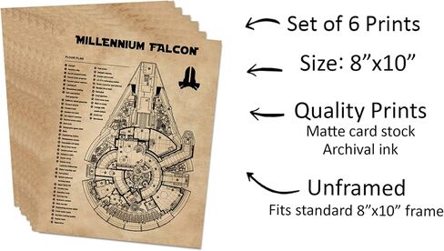 Star Wars Wall Art Decor Pictures Prints - Set of 6 (8x10) Unframed - Starwars Poster Painting House Bathroom Bedroom Office Decor Blueprints Artwork Gift Star Wars Lovers in Saudi Arabia