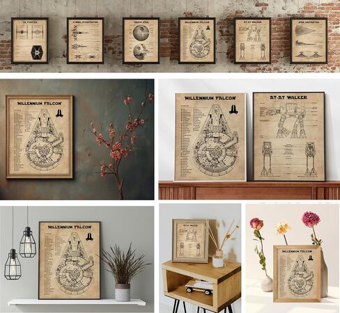 Star Wars Wall Art Decor Pictures Prints - Set of 6 (8x10) Unframed - Starwars Poster Painting House Bathroom Bedroom Office Decor Blueprints Artwork Gift Star Wars Lovers in Saudi Arabia