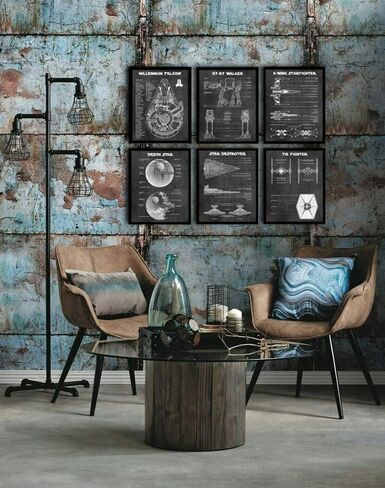 Star Wars Wall Art Decor Pictures Prints - Set of 6 (8x10) Unframed - Starwars Poster Painting House Bathroom Bedroom Office Decor Blueprints Artwork Gift Star Wars Lovers in Saudi Arabia