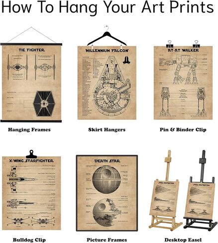 Star Wars Wall Art Decor Pictures Prints - Set of 6 (8x10) Unframed - Starwars Poster Painting House Bathroom Bedroom Office Decor Blueprints Artwork Gift Star Wars Lovers in Saudi Arabia