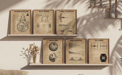 Star Wars Wall Art Decor Pictures Prints - Set of 6 (8x10) Unframed - Starwars Poster Painting House Bathroom Bedroom Office Decor Blueprints Artwork Gift Star Wars Lovers in Saudi Arabia