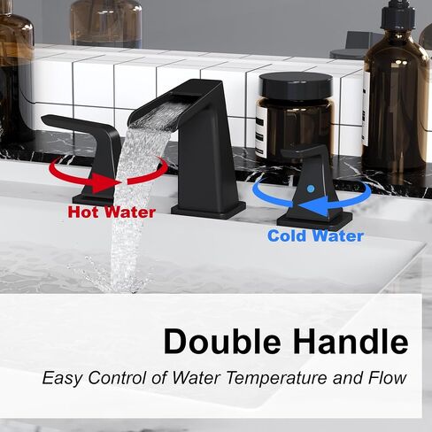 CASAINC Bathroom Faucets for Sink 3 Hole, 2 Handle Bathroom Sink Faucet, Matte Black Centerset Faucet for Bathroom, Vanity Faucet with Pop-up Drain and Water Supply Lines(Drain Assembly Included) in Saudi Arabia