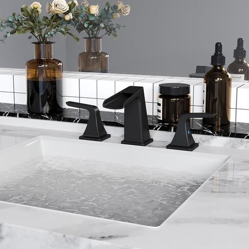 CASAINC Bathroom Faucets for Sink 3 Hole, 2 Handle Bathroom Sink Faucet, Matte Black Centerset Faucet for Bathroom, Vanity Faucet with Pop-up Drain and Water Supply Lines(Drain Assembly Included) in Saudi Arabia