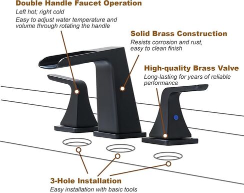 CASAINC Bathroom Faucets for Sink 3 Hole, 2 Handle Bathroom Sink Faucet, Matte Black Centerset Faucet for Bathroom, Vanity Faucet with Pop-up Drain and Water Supply Lines(Drain Assembly Included) in Saudi Arabia