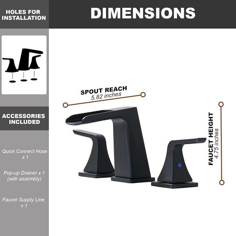 CASAINC Bathroom Faucets for Sink 3 Hole, 2 Handle Bathroom Sink Faucet, Matte Black Centerset Faucet for Bathroom, Vanity Faucet with Pop-up Drain and Water Supply Lines(Drain Assembly Included) in Saudi Arabia