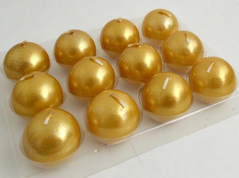 Biedermann & Sons Metallic Ball Candles, Box of 12, Gold, 1.5-Inch Diameter in Saudi Arabia