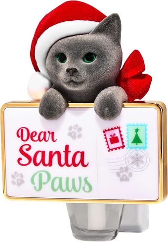 Bath + Body Works Santa Paws Cat WallFlower Plug in - Grey Kitten wearu Santa Hat - Christmas Holiday Plug-in for Wallflowers Fragrance Refills Bulbs - New for 2024 in Saudi Arabia
