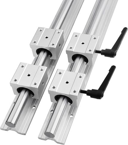 قطعتان SBR12-1000 مع 4 قطع SBR12UU محمل كتلة من النوع المربع، كتلة محمل الحركة الخطية لسكة التوجيه الخطية SBR12 لآلة CNC، السكك الحديدية الخطية الطول الإجمالي 39.4 بوصة (1000 مم) in Saudi Arabia