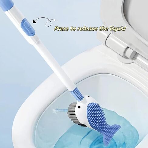 Toilet Brush and Holder Set, 2 in 1 Spray Liquid Refillable Toilet Bowl Brush, 360-degree No Dead Angle Cleaning in Saudi Arabia