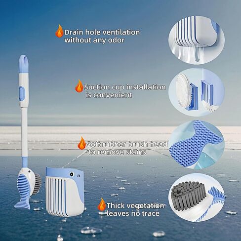 Toilet Brush and Holder Set, 2 in 1 Spray Liquid Refillable Toilet Bowl Brush, 360-degree No Dead Angle Cleaning in Saudi Arabia
