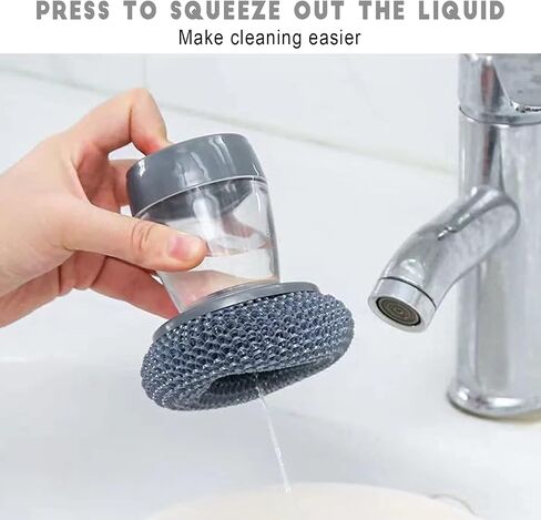 Stainless Steel Sponges Wool Scrubbers, Cleaning Sponges Metal Wire Scourer Heavy Duty Scrubbing Scouring Pad Pot Brush with Soap Dispenser for Kitchen Cleaner Dishes,Cooker(3Pack) in Saudi Arabia
