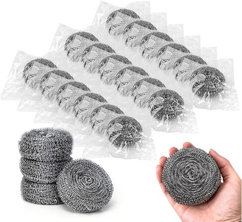 Stainless Steel Sponges Wool Scrubbers, Cleaning Sponges Metal Wire Scourer Heavy Duty Scrubbing Scouring Pad Pot Brush with Soap Dispenser for Kitchen Cleaner Dishes,Cooker(3Pack) in Saudi Arabia