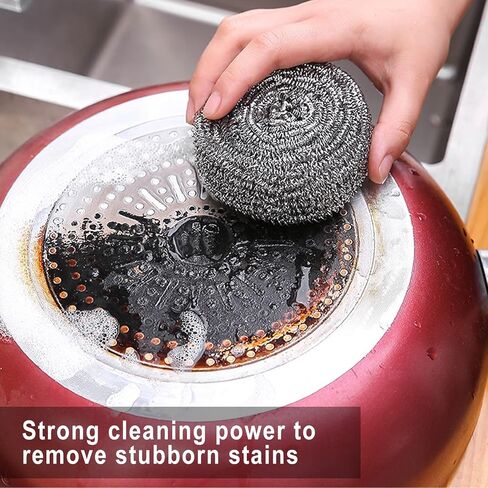 Stainless Steel Sponges Wool Scrubbers, Cleaning Sponges Metal Wire Scourer Heavy Duty Scrubbing Scouring Pad Pot Brush with Soap Dispenser for Kitchen Cleaner Dishes,Cooker(3Pack) in Saudi Arabia