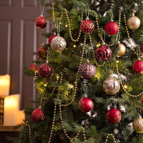 Valery Madelyn Christmas Ball Ornaments, 9ct Red and Gold Shatterproof Christmas Tree Decorations Set, 2.76 Inches Luxury Hanging Ornaments for Xmas Trees Bulk Holiday Decor in Kuwait