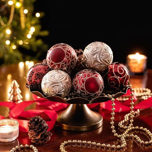 Valery Madelyn Christmas Ball Ornaments, 9ct Red and Gold Shatterproof Christmas Tree Decorations Set, 2.76 Inches Luxury Hanging Ornaments for Xmas Trees Bulk Holiday Decor in Kuwait