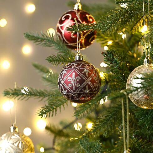 Valery Madelyn Christmas Ball Ornaments, 9ct Red and Gold Shatterproof Christmas Tree Decorations Set, 2.76 Inches Luxury Hanging Ornaments for Xmas Trees Bulk Holiday Decor in Kuwait