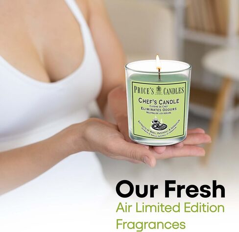 Price's - Chef's Jar Candle - Odour Eliminating Candle - Made with Basil, Patchouli & Geranium Extracts - Clean, Fresh, Quality Fragrance - Long Lasting Scent in Saudi Arabia