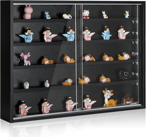 خزانة عرض من 5 طبقات مثبتة على الحائط من الزجاج المصغر، أرفف عرض خشبية شفافة مع باب وأرفف قابلة للتعديل لمقتنيات الشكل، غرفة اللعب، غرفة النوم، غرفة الأطفال الصغار in Kuwait