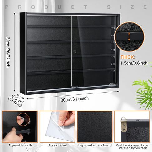 خزانة عرض من 5 طبقات مثبتة على الحائط من الزجاج المصغر، أرفف عرض خشبية شفافة مع باب وأرفف قابلة للتعديل لمقتنيات الشكل، غرفة اللعب، غرفة النوم، غرفة الأطفال الصغار in Kuwait