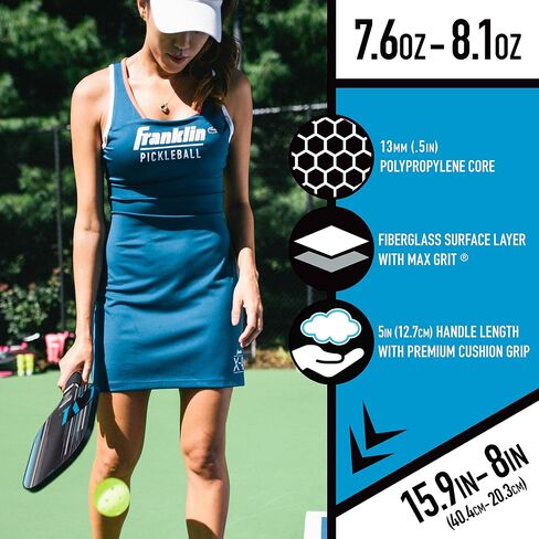 Franklin Sports Pro Pickleball Paddles - Christine McGrath Pro Player Tournament Pickleball Paddles - Polypropylene Paddle with Max Grit Surface - USA Pickleball (USAPA) Approved - 13mm + 16mm Cores in Saudi Arabia