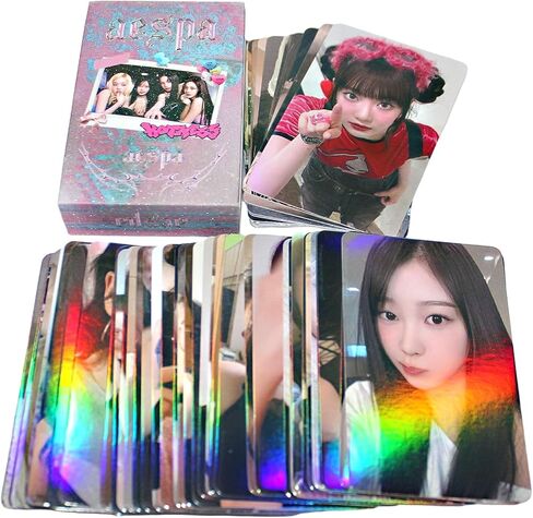 PYAJUU Aespa Laser Photocards 50pcs aespa photocard K-pop Aespa album card Aespa Merch Greeting Cards KARINA Photocard/Winter Photocard/Giselle Photocard/NINGNING Photocard in Kuwait