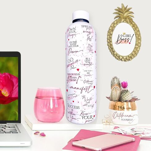 Girl Boss Inspirational 24oz Water Bottle with Motivational Quotes. Stainless Steel Water Bottle, Travel Gifts for Women, Boss Lady Gifts, Daily Affirmations for Women in Saudi Arabia