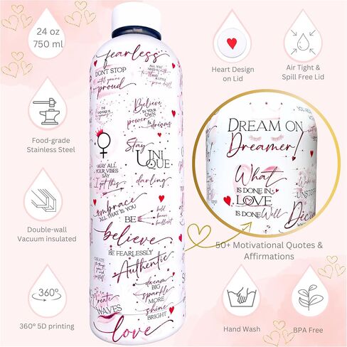 Girl Boss Inspirational 24oz Water Bottle with Motivational Quotes. Stainless Steel Water Bottle, Travel Gifts for Women, Boss Lady Gifts, Daily Affirmations for Women in Saudi Arabia