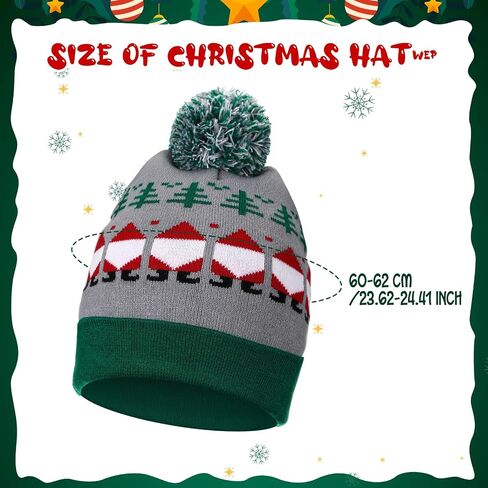 Hicarer 4 Pcs Christmas Hat for Women Men Santa Knitted Hat Crochet Winter Warm Beanie Cap Soft Hat for Unisex Adults Xmas Holiday Party Costume in Saudi Arabia