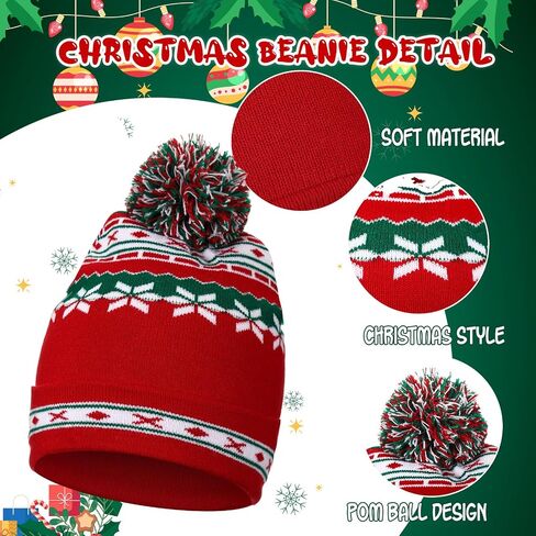 Hicarer 4 Pcs Christmas Hat for Women Men Santa Knitted Hat Crochet Winter Warm Beanie Cap Soft Hat for Unisex Adults Xmas Holiday Party Costume in Saudi Arabia