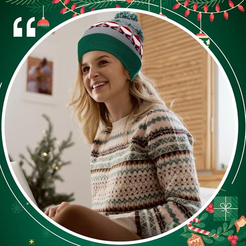 Hicarer 4 Pcs Christmas Hat for Women Men Santa Knitted Hat Crochet Winter Warm Beanie Cap Soft Hat for Unisex Adults Xmas Holiday Party Costume in Saudi Arabia
