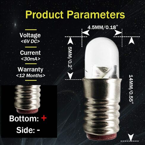 Ruiandsion E5 LED Bulb Warm White 12V E5 E5.5 Screw Base LED Bulb Upgrade for Modle Train Lights(Pack of 4) in Kuwait