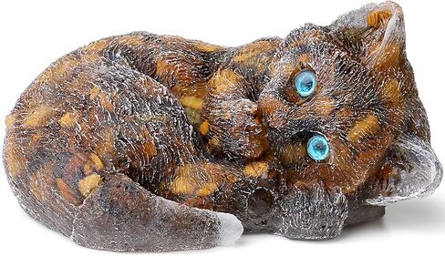ZHIYUXI 3" Green Aventurine Cat Figurines Sleeping Green Cat Statue Decor Gemstones Healing Crystals Reiki Energy Balance Room Decor in Kuwait