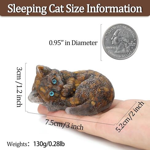 ZHIYUXI 3" Green Aventurine Cat Figurines Sleeping Green Cat Statue Decor Gemstones Healing Crystals Reiki Energy Balance Room Decor in Kuwait