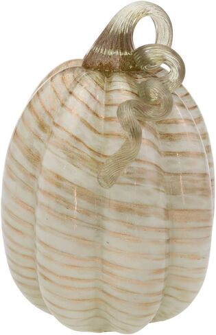 Boston International Glass Pumpkin Tabletop Shelf Décor Autumn & Fall Decorations, Small, Denim & Copper in Saudi Arabia