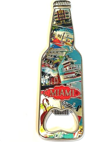 SUREG Florida Fridge Magnet Bottle Opener - Various designs Retro Collage Collectible Souvenir Bottle Opener 1 Item (Miami Retro Collage) in Saudi Arabia
