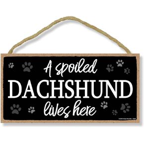 Honey Dew Gifts A Spoiled Yellow Lab Lives Here 5 inch by 10 inch Hanging Labrador Retriever Gifts, Wall Art, Decorative Wood Sign Home Decor, Yellow Labrador Gifts, 75494