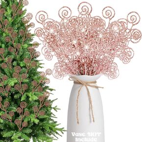 Christmas Tree Curly Picks and Sprays Twigs Glitter Stem, 36 PCS Artificial Stem Picks Ornaments 12 Inch Decorative Candy Shape Sticks for Christmas Wedding Party Home Decor Vase Fillers(Red)