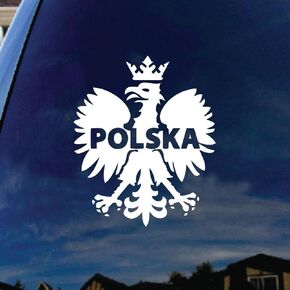 Polska Polish Poland Eagle Car Window Vinyl Decal Sticker 5" Tall (White)