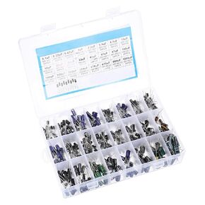 PATIKIL 24 Values Aluminum Electrolytic Capacitor Assortment Kit, 600 Pcs 0.1uF to 1000uF Low impedance Leads Electrolytic Capacitors with Storage Box for DIY Repair, Black