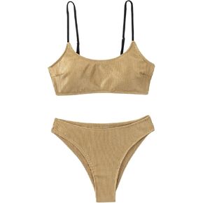 SHENHE Women's Two Piece Swimsuit Bathing Suit Color Block High Cut Bikini Set