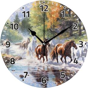 Wall Clock Non Ticking 10 Inch - Vintage Apples Battery Operated Quartz Silent Round Clock for Home/Office/Kitchen/Classroom
