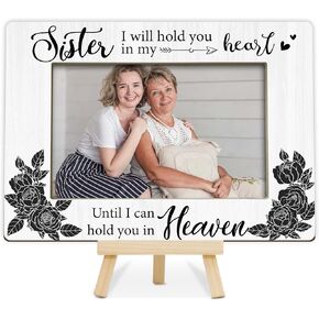 Loss of Sister Sympathy Gifts, Memorial Picture Frame, Remembrance Gifts Wooden Photo Frame with Easel, 4x6 Loss of Sister Picture Frame for Tabletop Display - G03