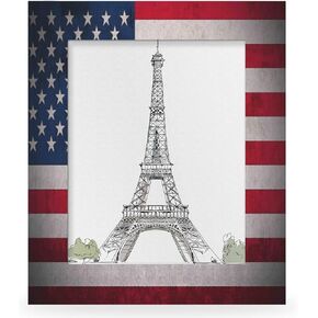 AUUXVA 8x10 Picture Frame Vintage Usa American Flag Photo Frame Rectangle Wood Picture Frame for Desk Tabletop Wall Collage Decor, Display 7.5x9.5 Photos with Mat or 8x10 without Mat