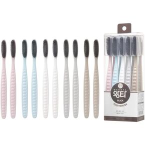 Wangta Soft Toothbrush, 10 Pack (Charcoal) – Best Manual Toothbrush for Maximum, Efficient Cleaning and Sensitive Gums and Teeth