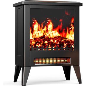 Silonn Electric Fireplace Heater, 5300 BTU Portable Fireplace with App & Remote,24-inch Low Noise Electric Fire Place with 5 Brightness Levels, Temp Control & Timer for Living Room, Bedroom, Black