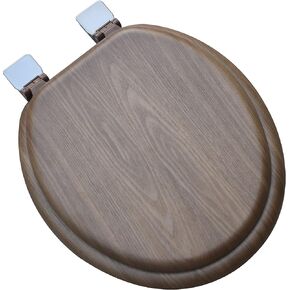 مقعد مرحاض 5Q1E1-17BN من الخشب الطبيعي مع لمسة نهائية زخرفية يشتمل على مفصل Vari-Adjust Lok-Down R'N'C، ممدود، من خشب البلوط الفاتح مع النيكل المصقول in Kuwait