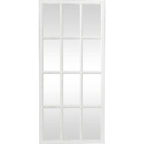 Deco 79 Wood Room Wall Mirror Window Pane Inspired Entryway Mirror, Wall Mounted Mirror 22" x 1" x 48", White