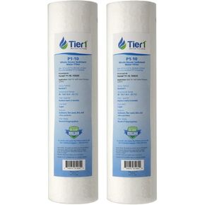 Tier1 1 Micron 10 Inch x 2.5 Inch | 6-Pack Spun Wound Polypropylene Whole House Sediment Water Filter Replacement Cartridge | Compatible with Pentek P1, PX01-9-78, SDC-25-1001, Home Water Filter