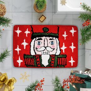 Christmas Rug Nutcracker Red Bathroom Rugs Christmas Decorative Bath Mat Xmas Winter Bathroom Mat Doormats 17 x 27 Inch for Tub Home Living Room